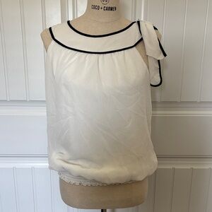 AB Studio White Sleeveless Blouse with Black Accents